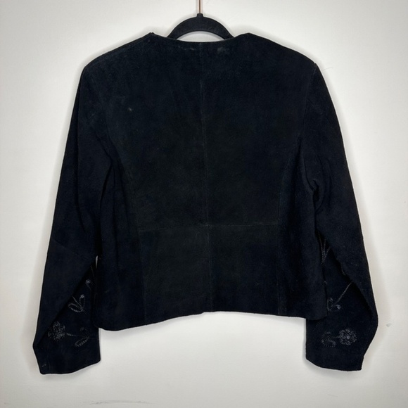 Vintage Embroidered Grunge Preppy Boho Chic Floral Genuine Leather Jacket Small - Picture 7 of 16